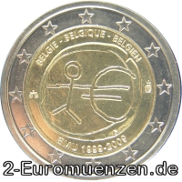 2 Euromünze aus Belgien mit dem Motiv 10 Jahre Euro