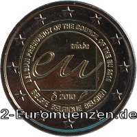 2 Euromünze aus Belgien mit dem Motiv Belgische EU-Ratspräsidentschaft 2010
