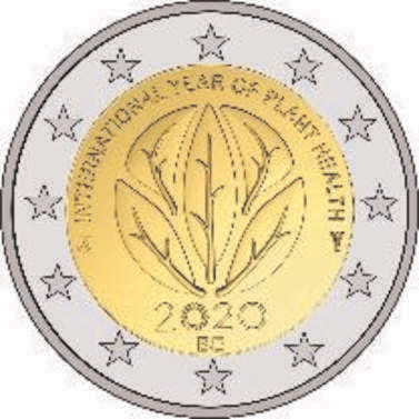 2 Euro Sondermünze aus Belgien aus 2020 mit dem Motiv Internationales Jahr der Pflanzengesundheit