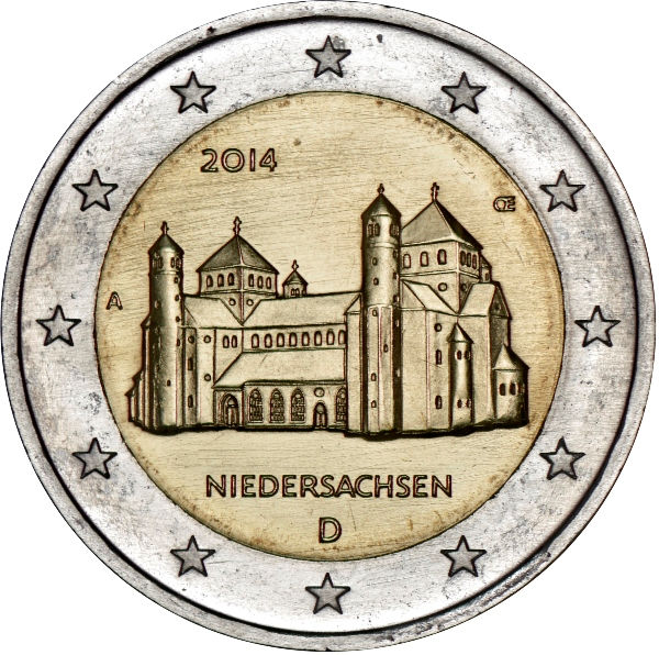 2 Euromünze aus Deutschland mit dem Motiv Niedersachsen – St. Michaeliskirche zu Hildesheim