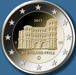 2 Euromünze aus Deutschland mit dem Motiv  Rheinland–Pfalz – Porta Nigra