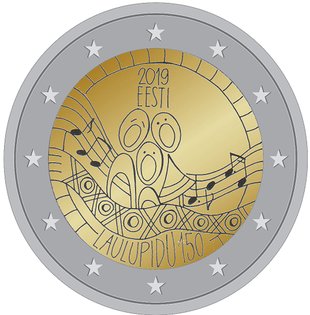 2 Euro Sondermünze aus Estland uit 2019 mit dem Motiv 150 Jahre Liederfest