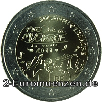 2 Euromünze aus Frankreich mit dem Motiv 30. Jahrestag der Fête de la Musique