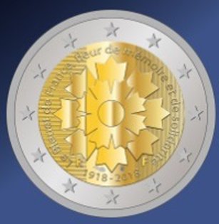 2 Euro Sondermünze aus Frankreich mit dem Motiv Kornblume Frankreichs
