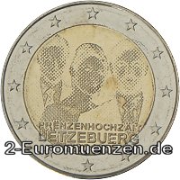 2 Euromünze aus Luxemburg mit dem Motiv Hochzeit von Guillaume und Stéphanie