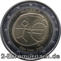 2 Euromünze aus Slowenien mit dem Motiv 10 Jahre Euro
