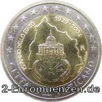 2 Euromünze aus dem Vatikan mit dem Motiv 75. Jahrestag der Gründung des Vatikanstadtstaates